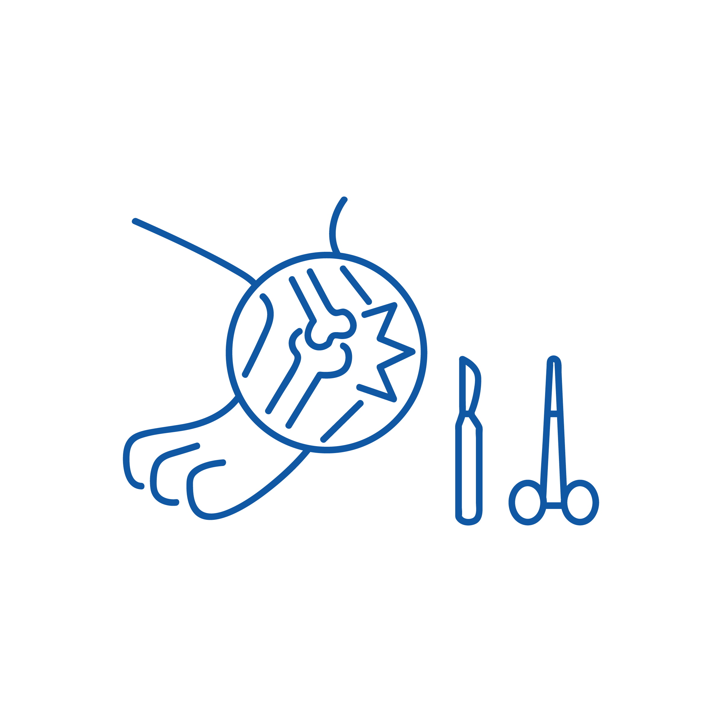 La line art di una scena chirurgica contrappone brillantemente la medicina di base alle tecniche complesse. Una persona sta eseguendo un intervento chirurgico al cervello, rappresentato come un labirinto con una linea del polso, evidenziando la natura intricata della procedura. Nelle vicinanze ci sono strumenti chirurgici come un bisturi e delle forbici, che simboleggiano precisione e abilità.